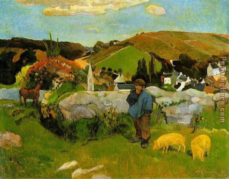 The Swineherd Brittany painting - Paul Gauguin The Swineherd Brittany art painting